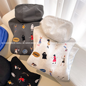 ader error small秋冬加绒卫衣卡通刺绣情侣宽松加厚连帽外套男女