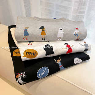 t恤夏季 small刺绣卡通小人短袖 宽松纯棉圆领男女情侣 error ader