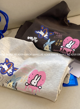 ader error small兔子长袖T恤女情侣宽松秋季oversize圆领上衣潮