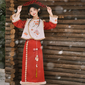 闺梦令原创汉服 素新中式 好柿花生 假两件改良旗袍裙秋冬女汉元