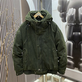 工装 冬季 户外风牛仔连帽羽绒服男时尚 美式 防风保暖羽绒外套潮 新款