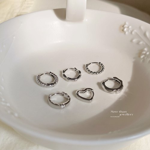 【记忆商店】万金油百搭叠戴设计感中性925银针耳圈光面基础款