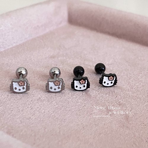 钛钢kitty少女kt猫防过敏耳钉
