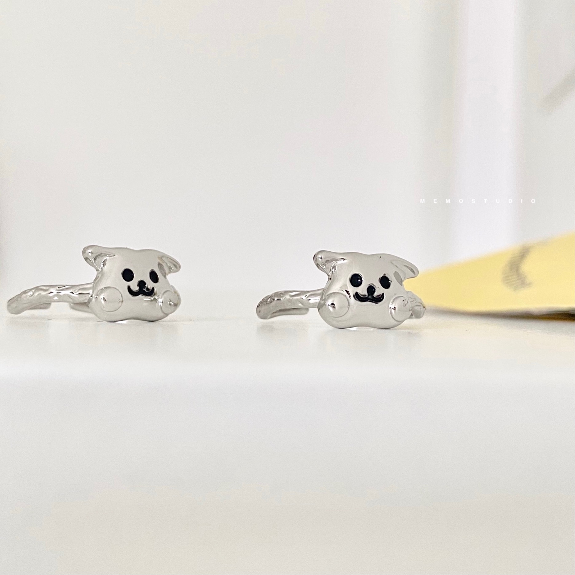 【记忆商店】可爱修勾！设计感熔岩可爱镀银小狗开口戒指不掉色