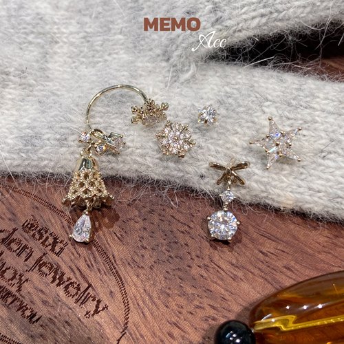 【MEMO】星语铃铛 咖啡金圣诞系列铃铛马蹄环耳骨钉DS154