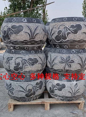 仿古柱脚石墩子石雕底座空心柱脚石青石柱基石柱皮圆墩柱墩石