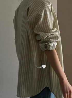 spush 条纹衬衫女夏季新款设计感小众宽松显瘦长袖防晒上衣