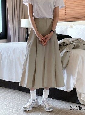 So Cially | 23夏韩国代购新品NEEDMORE中长裙高腰百褶时尚