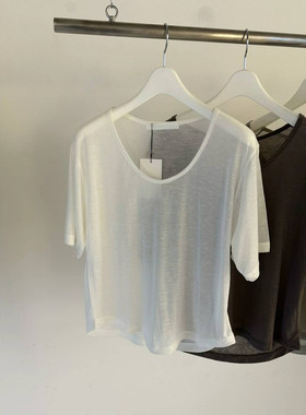 108pound 韩国代购24ss早春小众轻薄短袖纯色T恤