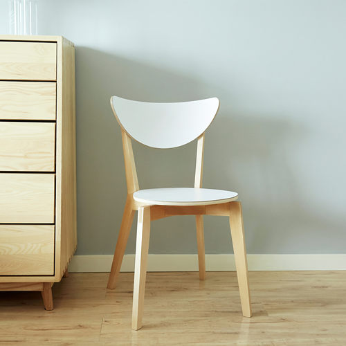 实木木简约现代风咖啡厅白色椅子