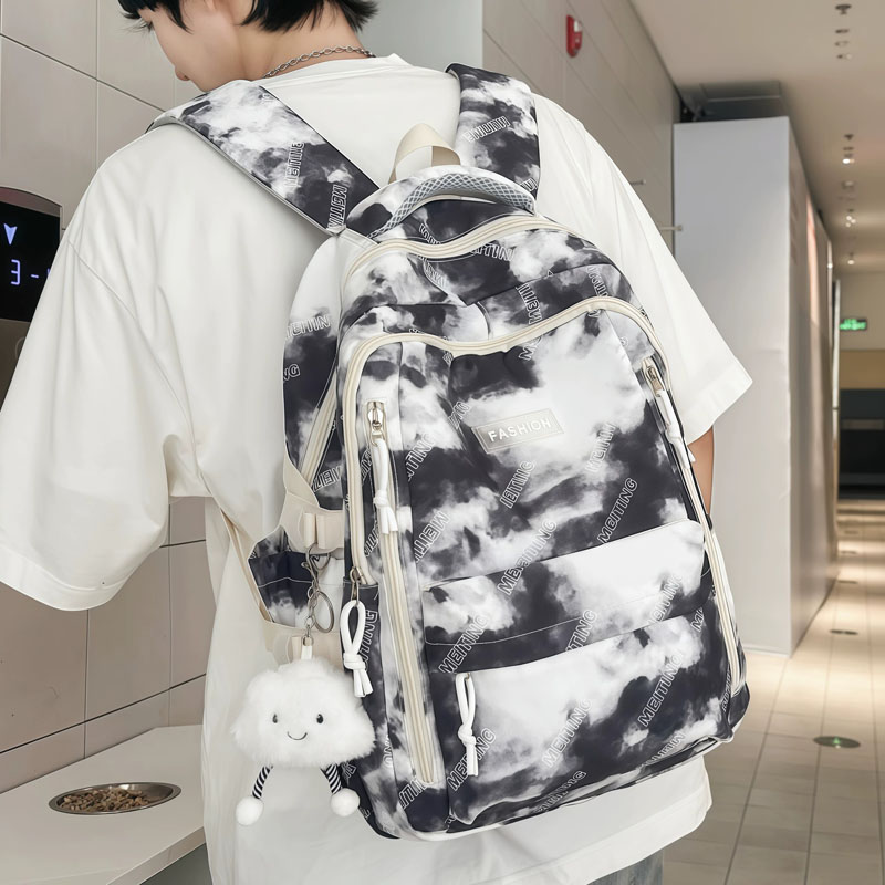 青少年双肩包时尚扎染风旅行背包男初高中生轻便百搭运动背包女生