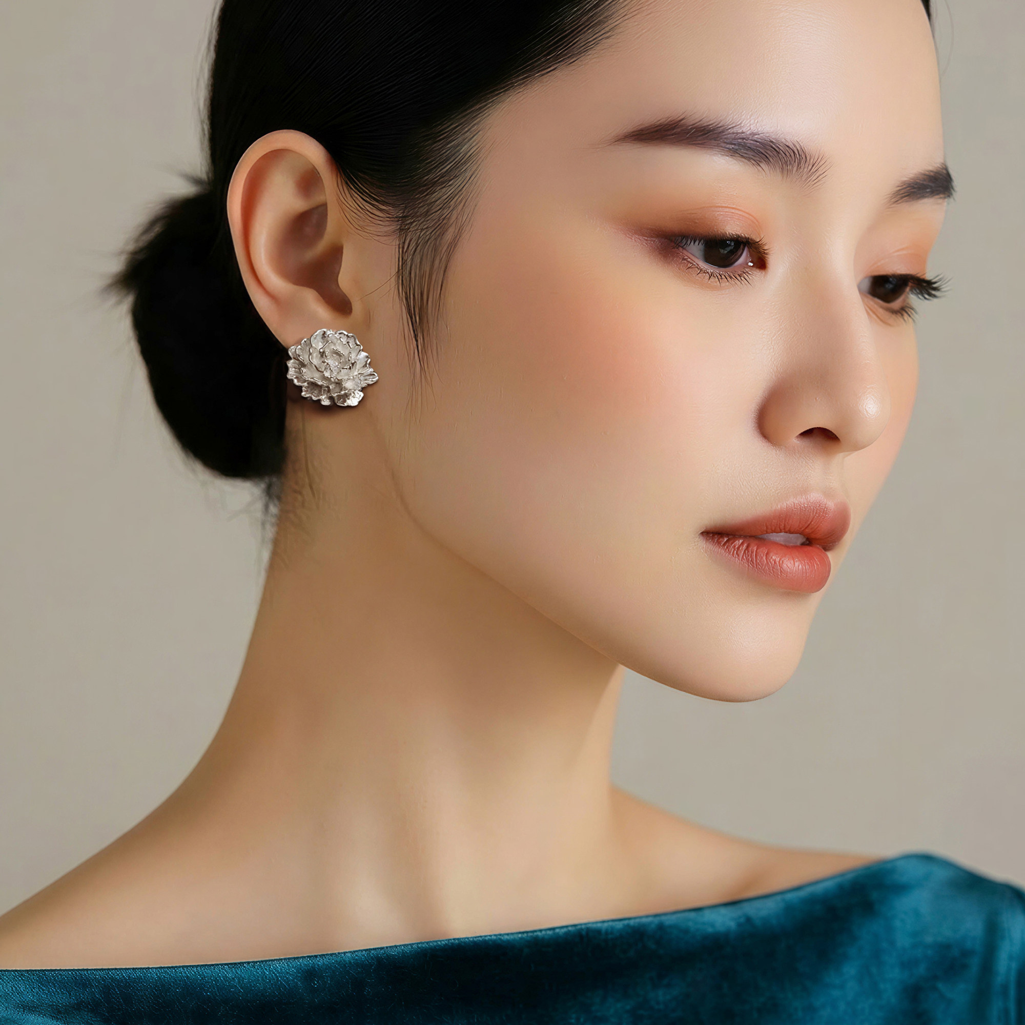 S999足银牡丹花大耳钉立体复古浮雕防过敏新中式原创国风纯银耳饰,饰品/流行首饰/时尚饰品新,银饰耳饰,淘宝优惠券,粉丝福利购,淘宝优惠卷