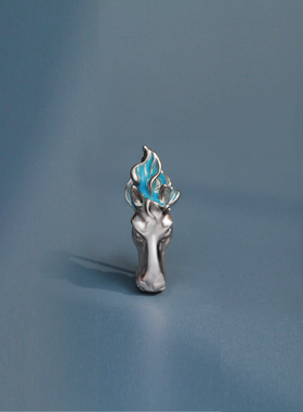 s999足银生肖马胸针吊坠项链蓝色珐琅原创立体高定礼物 海浪与火