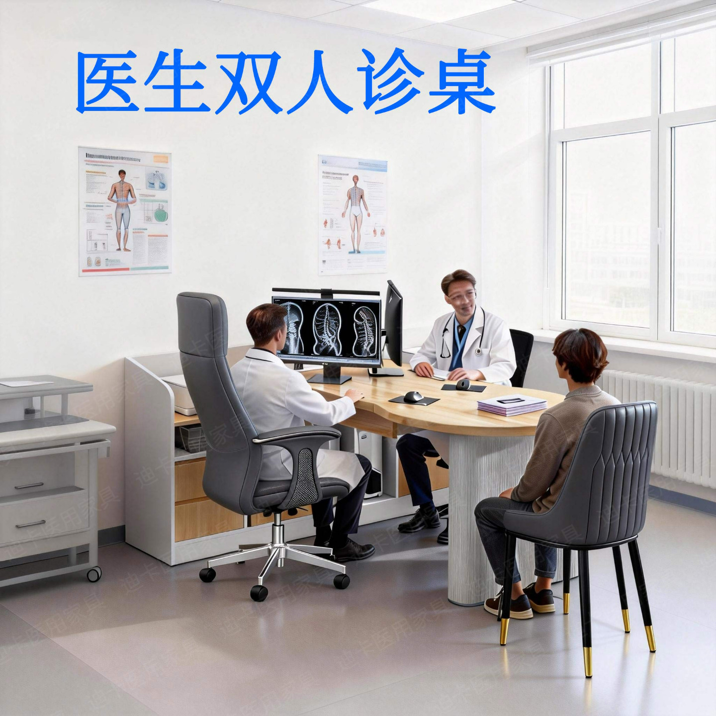 医院医生双人诊桌椅套装医院医生办公桌抗菌环保可定制