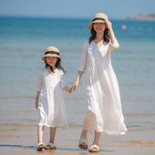 母女连衣裙 春夏文艺清新白色连衣裙五分袖 小乐往原创亲子装 81课