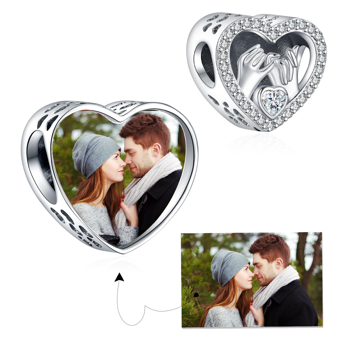 潘系列S925银时尚个性化定制彩色照片手链心形宠物DIY串珠子配饰,饰品/流行首饰/时尚饰品新,其他DIY饰品配件,淘宝优惠券,粉丝福利购,淘宝优惠卷