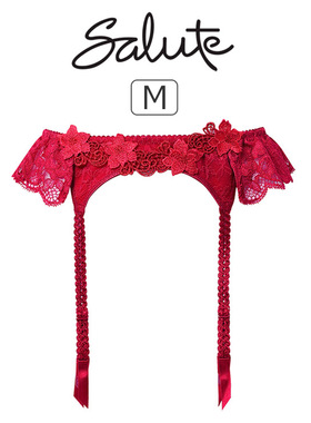 27G 华歌尔Salute吊袜带女重工刺绣蕾丝性感新年红色丝袜防滑夹