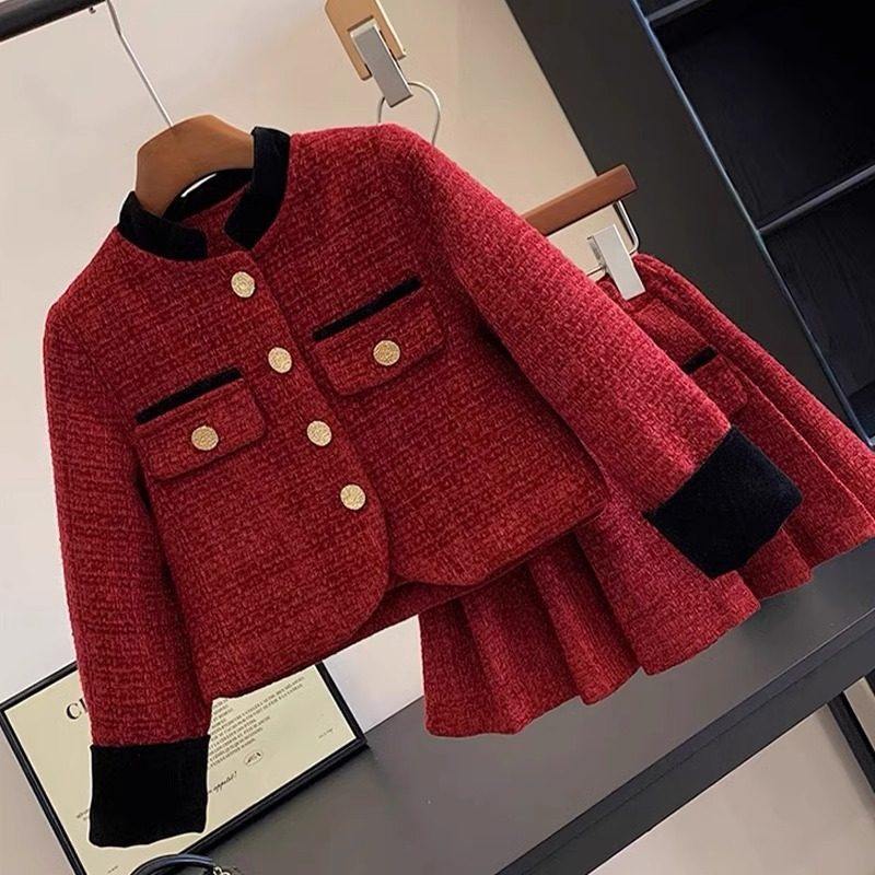 拜年服女童小香风套装新年2025新款儿童红色裙子洋气小女孩秋冬季,童装/婴儿装/亲子装,半身裙,淘宝优惠券,粉丝福利购,淘宝优惠卷