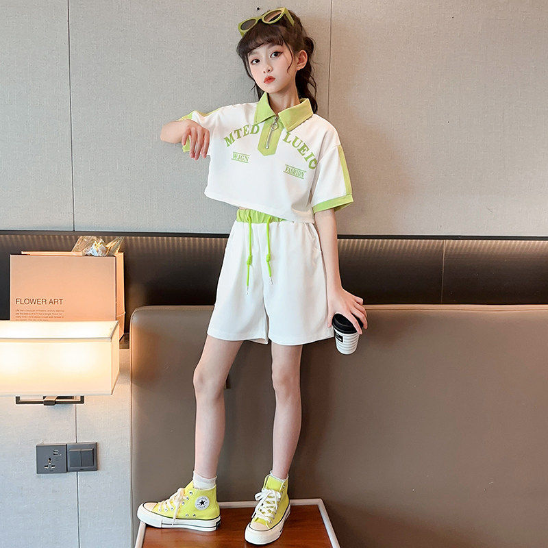 女童套装夏2024新款大童女孩洋气POLO衫短裤薄款时尚小学生两件套,童装/婴儿装/亲子装,套装,淘宝优惠券,粉丝福利购,淘宝优惠卷
