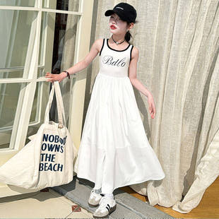 女童黑色连衣裙夏装女大童长裙夏款韩系童装女孩夏天裙子洋气夏季