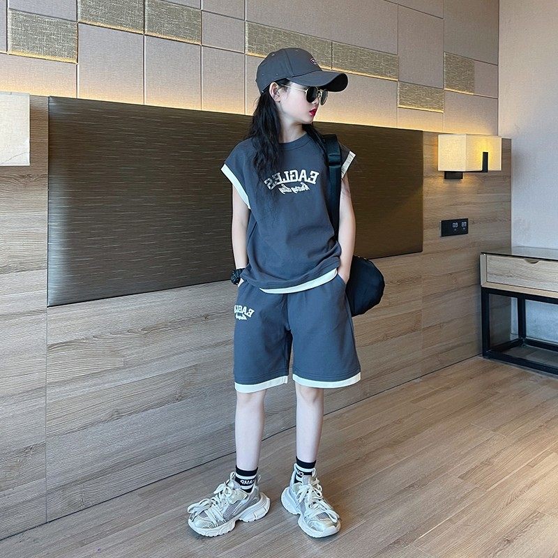 潮牌女童时髦运动套装夏季洋气中大童女孩短袖上衣休闲短裤两件套,童装/婴儿装/亲子装,套装,淘宝优惠券,粉丝福利购,淘宝优惠卷