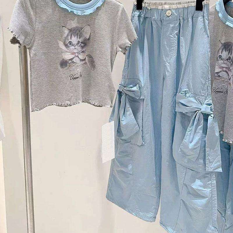 女童短袖T恤儿童上衣夏装2025新款卡通打底衫女孩灰色休闲衣服炸1,童装/婴儿装/亲子装,T恤,淘宝优惠券,粉丝福利购,淘宝优惠卷