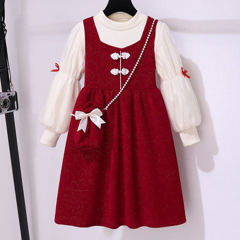 女童秋冬连衣裙套装新款中大童红色冬季背心裙女孩拜年服两件套潮,童装/婴儿装/亲子装,连衣裙,淘宝优惠券,粉丝福利购,淘宝优惠卷
