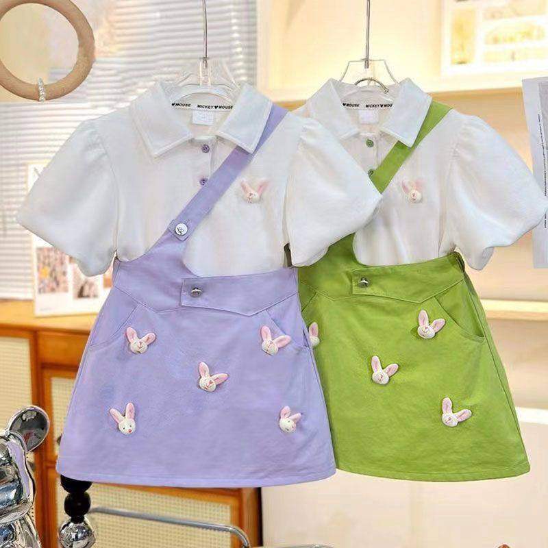 女童背带裙套装夏季2025新款中大童网红夏装小女孩短袖短裙两件套,童装/婴儿装/亲子装,套装,淘宝优惠券,粉丝福利购,淘宝优惠卷