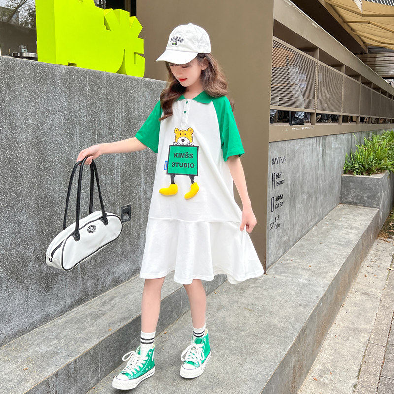 女童连衣裙夏季韩版女孩休闲Polo裙儿童中大童洋气短袖T恤裙子潮,童装/婴儿装/亲子装,连衣裙,淘宝优惠券,粉丝福利购,淘宝优惠卷