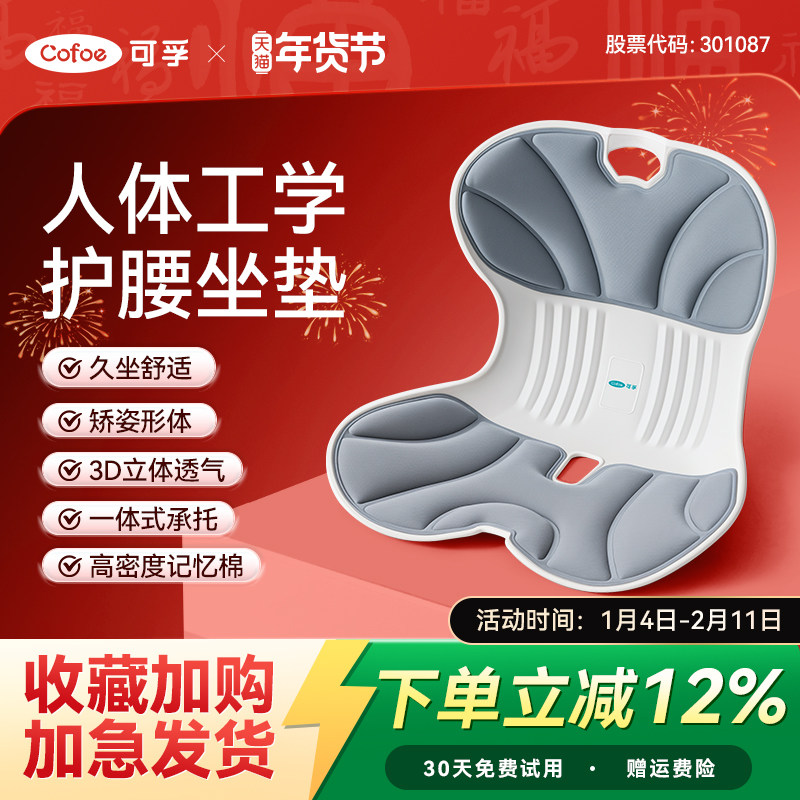 可孚人体工学护腰坐垫腰部支撑坐椅靠垫办公室护腰汽车腰靠沙发