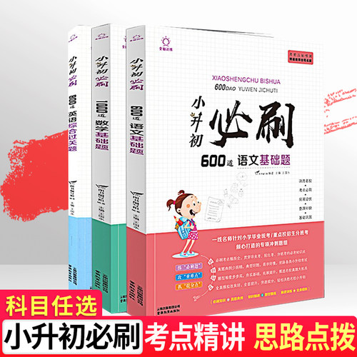 3本全脑训练小升初必刷题小学六年级上下册试卷数学专项训练 600道语文基础题 1000道数学基础题 800道英语综合过关题名校冲刺测试