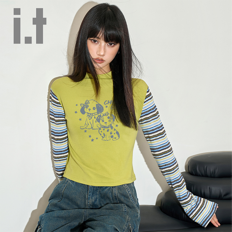 CHOCOOLATEit条纹高领春秋插长袖