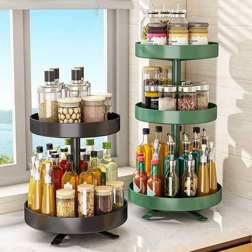 旋转可调间距调料置物架多功能