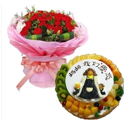 天津河北区金钟河大街铁东路鸿顺里街宁园玫瑰生日蛋糕鲜花店同城