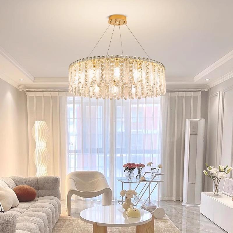 20灯24法式新款客餐厅吊灯现代简约卧后室灯饰奶油风羽毛54厅水晶