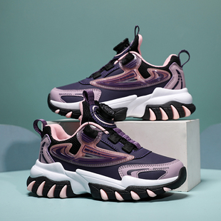 BKG正品女童鞋儿童运动鞋冬季透气防滑跑步鞋男孩旋转纽扣休闲鞋