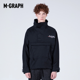 立领人像印花套头休闲夹克外套男潮 2021春季 GRAPH卓卡潮牌男装