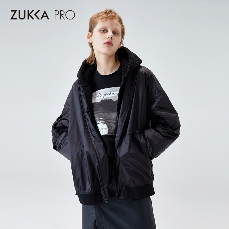 ZUKKA PRO卓卡秋季休闲夹克棒球服连帽泰迪绒外套两件套女