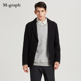 翻领毛呢西装 通勤纯色两扣式 秋冬薄款 外套男 GRAPH卓卡潮牌男装