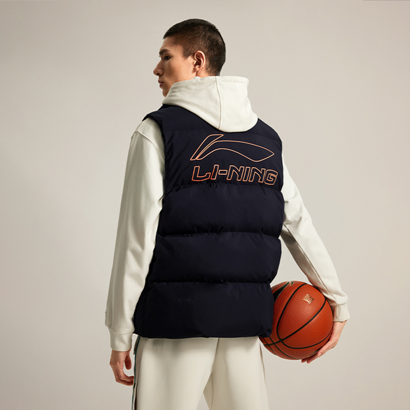 李宁棉马甲男2025冬款CBA专业篮球系列立领马甲上衣运动服