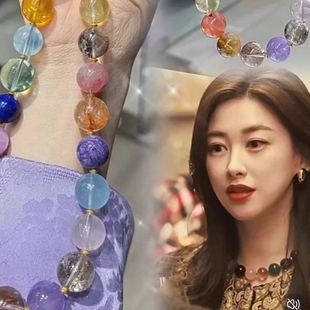 朱珠同款韦雪水晶多宝圆珠款项链精品高级感轻奢珠串气质百搭颈链