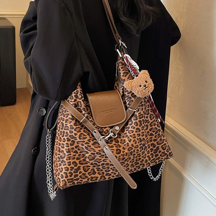 秋冬新款高级感多用通用豹纹女包包大容量通勤日常两用时尚感包包