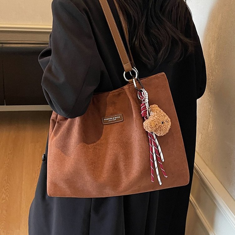 秋冬新款高级感麂皮绒托特包通勤日常多用女包时尚单肩大容量百搭