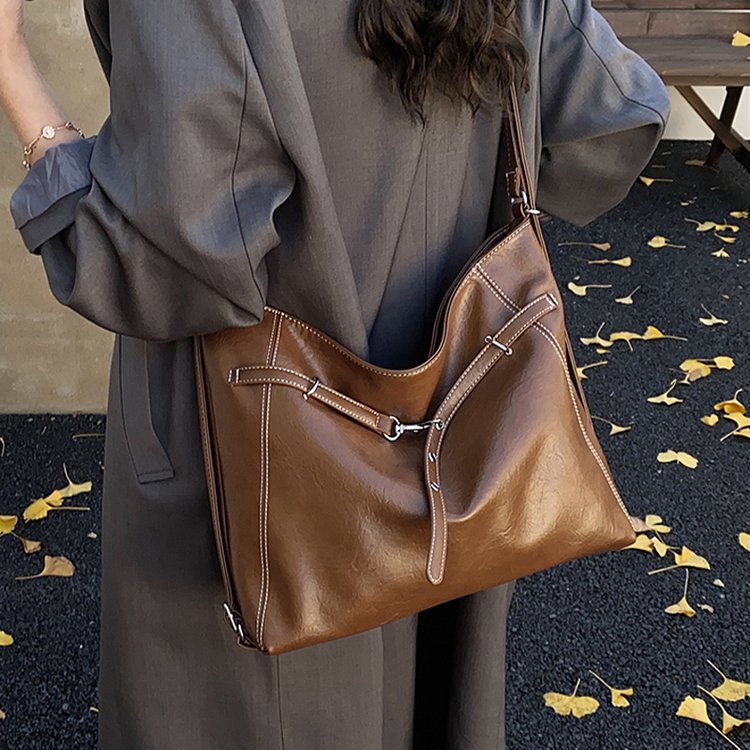 复古托特包女大容量2025新款秋冬休闲单肩斜挎包多功能双肩包背包