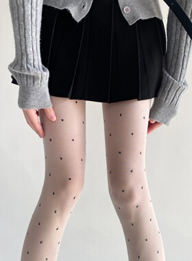 2024春夏新品包芯丝提花丝袜纯欲风小圆点爱心超薄显瘦百搭打底袜