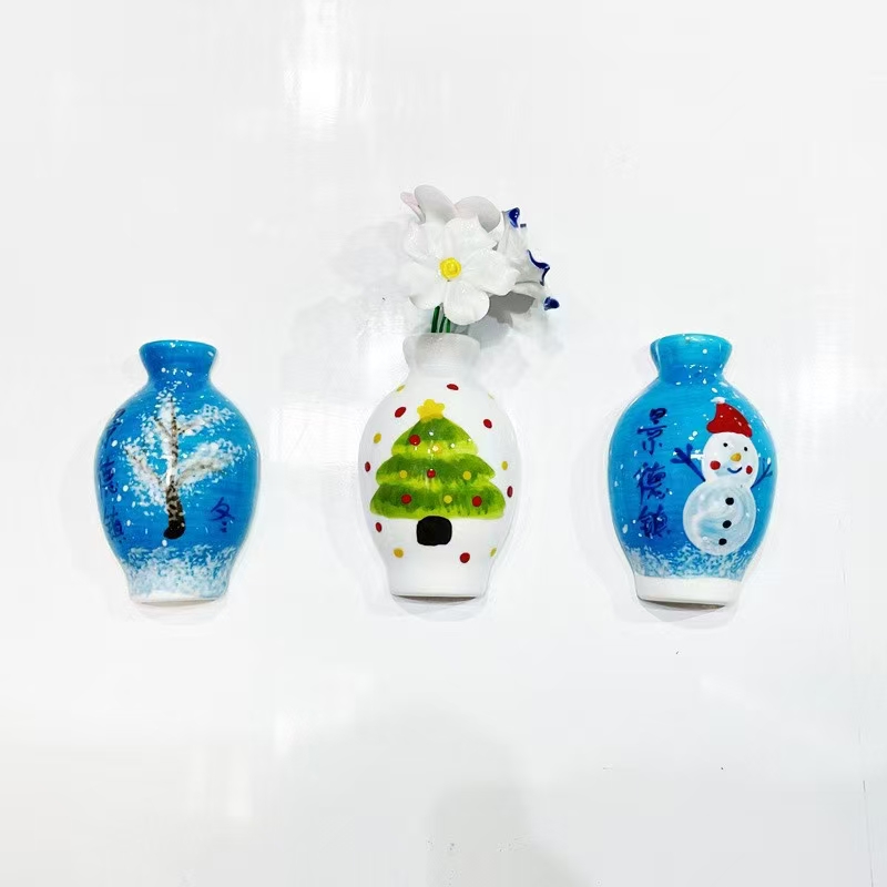 定做陶瓷冰箱贴哈尔滨纪念品家居装饰品可爱卡通动物青花陶瓷图案