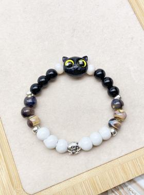 景瓷猫头陶瓷串珠手链