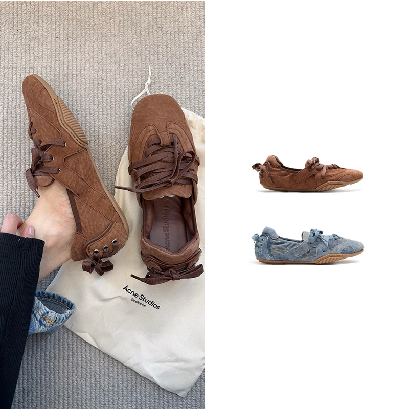 Acne Studios 牛仔蓝/棕色系带芭蕾鞋  英国现货