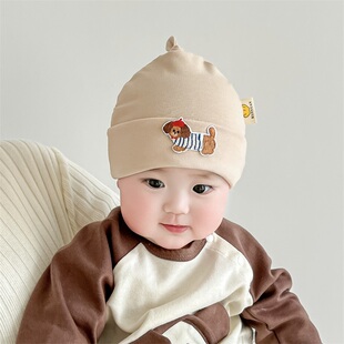 0-1岁新生儿胎帽春秋四季款婴儿套头帽奶嘴3-6-8个月宝宝帽子可爱