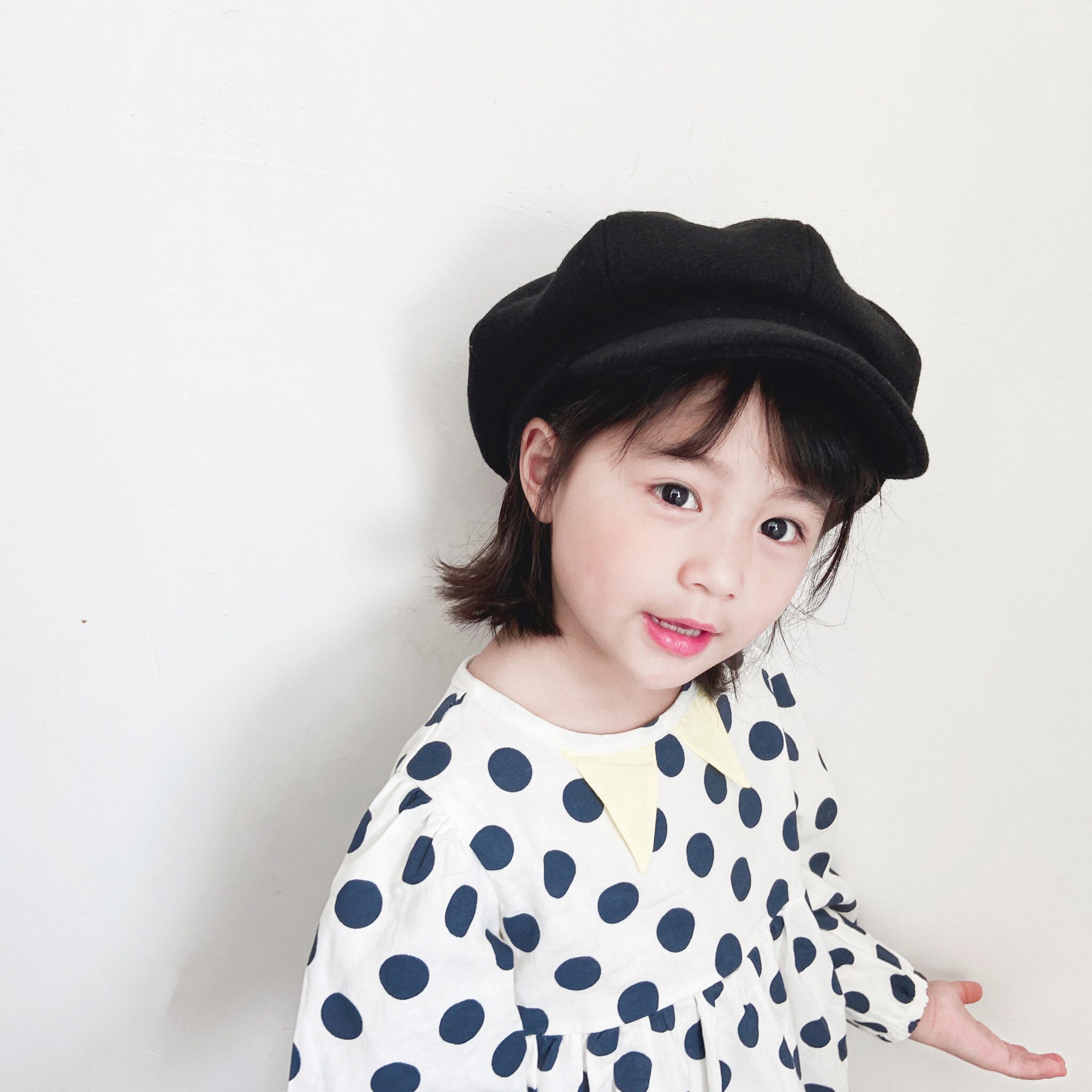 儿童八角帽韩系纯色男女童鸭舌帽百搭款冬天小孩贝雷帽女孩潮保暖